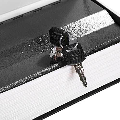 Homevol Safe Lock Box,Home Security Steel Dictionary Book Diversion Jewellery/Coins/Money/Valuables Safe Box with Key Lock (Black)
