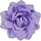 Dainty Satin Fabric Rose Flower Large Brooch Pin Handmade Big Camellia Brooch Lapel Pins Wedding Party Dance Banquet Dress Suit Ceremony Clothes Accessories Jewelry Gifts for Women (Purple1)
