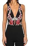 Cocominibox Women's Transparent Embroidery Deep V Sleeveless Tops See Through Summer Floral Mesh Shirts