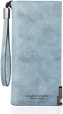 Charm Fashion Women Long Leather Card Holder Wallets to Organize Your Cash,Passport,Card,and Phone with Removable Wristlet Strap,Zipper Clutch Purse
