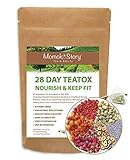 Momoko Story 28-Day Rose Goji Detox Oolong Tea,14 Pyramid Tea Bags & Packet of Nourishing Superfoods to Trim Fat, Boost Energy, Skincare, Non-Laxative, Gentle and Effective