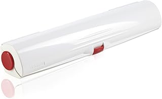 Leifheit Folienschneider Perfect Cut im mobilen Design, Schneidabroller für 33 cm Rollenbreite, Frischhaltefolie Abroller mit geschliffener Schneide, ComfortLine-Serie