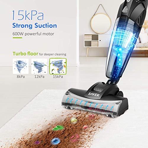 Yantop 2-in-1 Stick & Handheld Vacuum Cleaner, 15kPa Powerful Suction Hand Vacuum Lightweight Corded Pet Hair Eraser with Wheeled Turbo Brush Head for Carpet Hard Floor