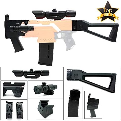 WYSWYG 6 IN 1 Mods Kit Compatible with Nerf Stryfe Elite Attachments Fit for Worker Clips Toy (Black) (Grip Tube+White Light Black)
