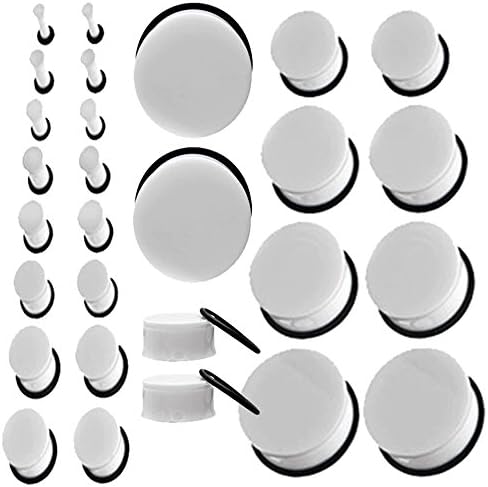 White Single Flare Acrylic Earlets Solid Ear Plugs 8G Gauge (3.2mm) 1 Pair