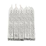 Pack of 5pcs Classic Cord Wick Vintage Sealing Wax Stamp Stick Initial Letter Wedding (Silver)