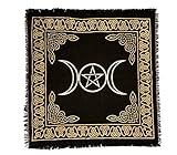 AzureGreen Gold Bordered Pentagram Altar Cloth