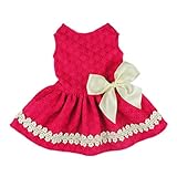 Fitwarm Pink Sweet Pet Dog Dress Lace Ribbon Clothes Shirts - XXS