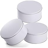 Yopay 3 Pack Cookie Tin with Lid, Round Sturdy Gift Tin, White Baking Cake Container for Storing Patisseries, Snack, Chocolat