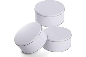 Yopay 3 Pack Cookie Tin with Lid, Round Sturdy Gift Tin, White Baking Cake Container for Storing Patisseries, Snack, Chocolat