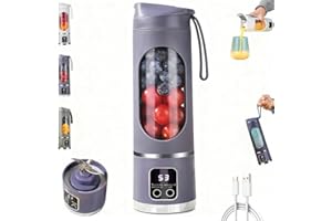 Acirculate Digital Multimode Juicer Blender,450ml Portable Digital Display Juicer,Mini Electric Juice Cup with 12 Stainless S