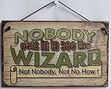Egbert's Treasures 5x8 Vintage Style Sign Saying, Nobody gets in to See The Wizard Not Nobody, Not No How! Decorative Fun Universal Household Signs from