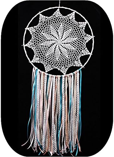 CHICIEVE Handmade White Lace and Ribbon Dream Catcher Large Wall Hanging Decoration ~ Length 38 Inch,Diameter 16 Inch