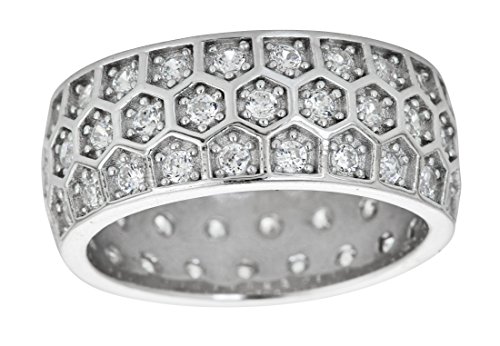 Sterling silver cubic zirconia honeycomb eternity band …