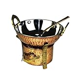 Zap Impex Indian 3 Pieces Serving Set Copper Karahi, Angithi and Serving Spoon Stainless steel set for 1 Person