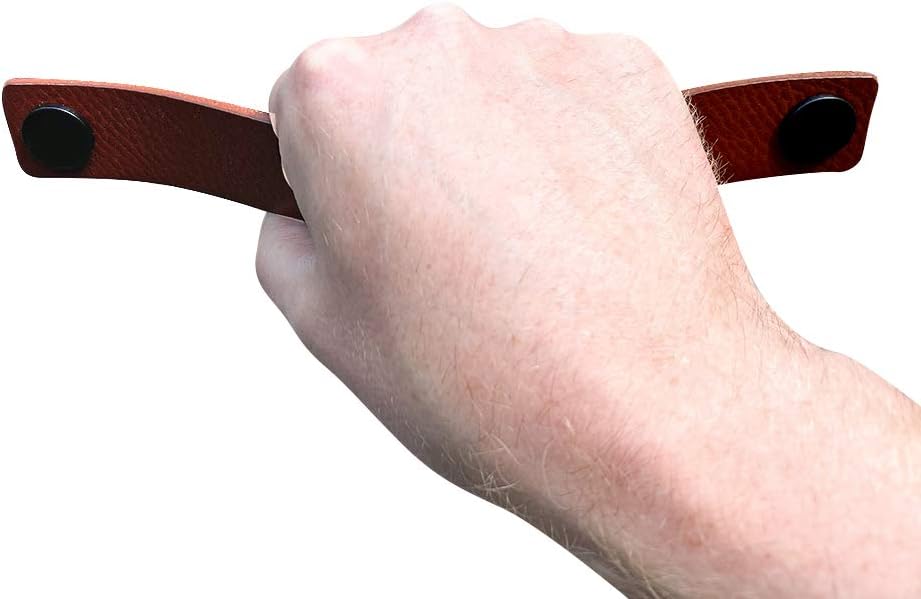 Brute Strength - Cognac Leather Cabinet Handles - 6 Pcs - 25 x 3 cm - Industrial Style - Kitchen, Bathroom, Dresser - Image 5