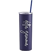 Go Greek Chic Delta Gamma Laser Engraved Skinny Tumbler with Straw (Navy)