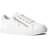 FabKids Kids Sneakers Boys Girls White Shoes Low Top Lace Up Footwear for Toddler Little Kid Big Kid