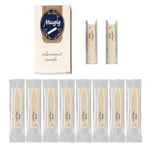 Mugig B Flat Clarinet Reeds with Individual Plastic Case (10 Pack)