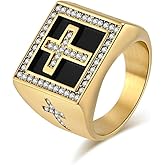 SeiMios Cross Rings for Men Stainless Steel Retro Vintage Chrisitan Cross Religious Ring Size 7-12