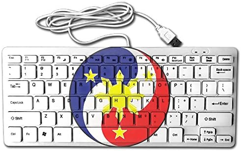 Yin Yang Philippines Flag Mini Keyboard Wired Thin Light 78 Keys USB For Pc Computer Laptop