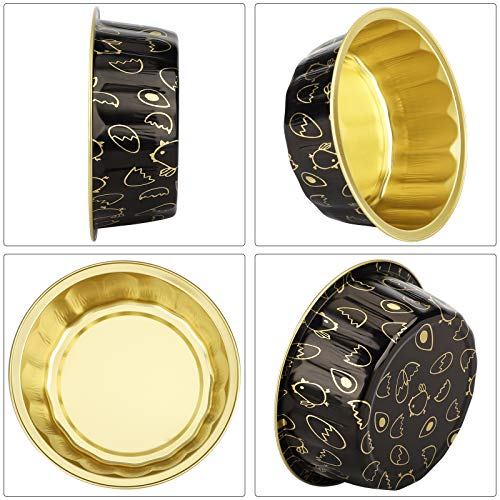 Disposable Ramekins 8 oz, Beasea 100 Pack 3.9" Aluminum Foil Cups Black