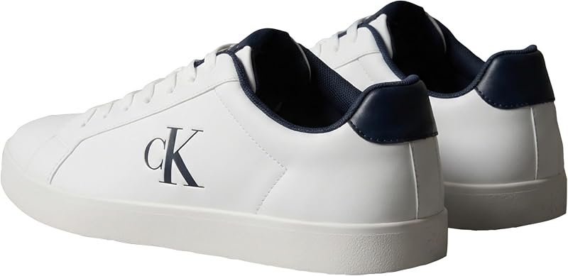 Uomo Sneakers con Suola Preformata Derby con Logo, Bianco (Bright White/Calvin Navy), 42