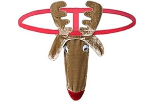 FreeNFond Men’s Christmas Gag Gift Reindeer G-String Mankini Thong Underwear