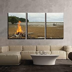 3 Piece Canvas Wall Art - Ocean Outflow on Krabi Island in Thailand - Modern Home Art Stretched and Framed Ready to Hang - 16"x24"x3 Panels