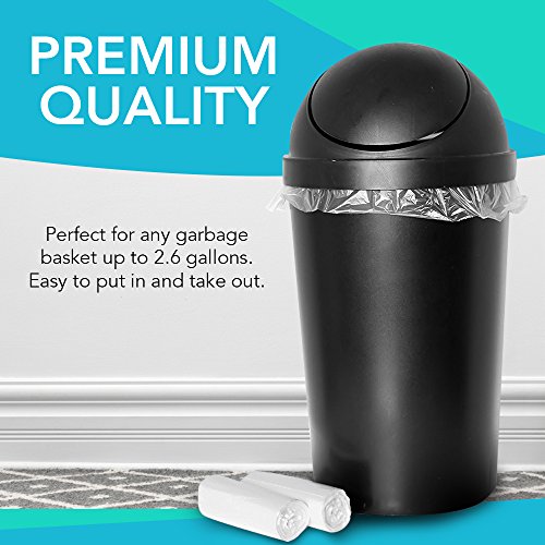 Bathroom Trash Bags 100 Clear 2.6 Gallon Small Garbage Bags by Upper