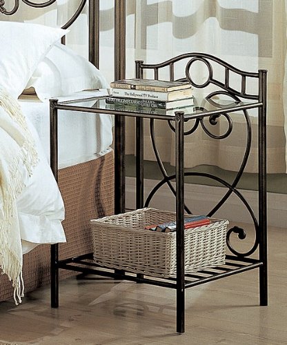 Beautiful Antique Gold Finish Metal Night Stand Bedside Table