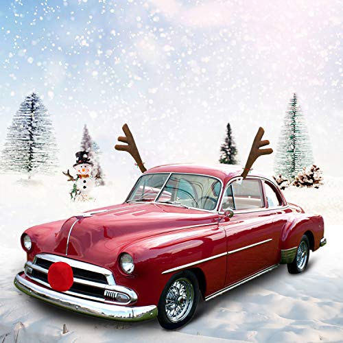 Ankuka Car Reindeer Antlers & Nose Decorations, Window RoofTop & Front