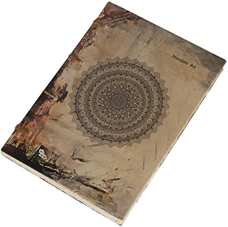 Handmade Journal Travelogue Diary, Mandala Art, Eco-Friendly, Acid-Free Handmade Paper, Flat Open, Hard Bound, Swiss Binding, A5 Size, 125 GSM, 140 Blank Deckle Edge Pages