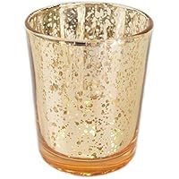 Just Artifacts Mercury Glass Votive Candle Holder 2.75"H (25pcs, Speckled Gold) -Mercury Glass Votive Tealight Candle Holders for Weddings, Parties and Home DÃcor