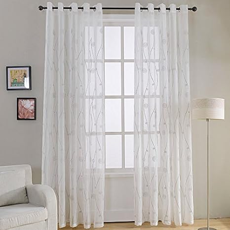 Buy Generic Top Finel Natural Embroidered Sheer Curtains For