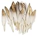 Ling's moment 25pcs Gold Dipped Off White Feathers for Boho Wedding Party Baby Shower Nursery Home Decor