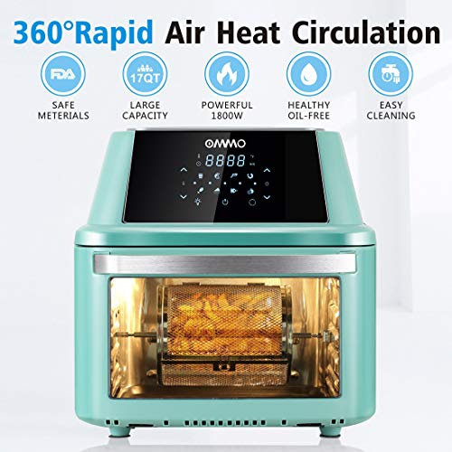 OMMO Air Fryer Oven, 17 Quarts 1800W Large Air Fryer Toaster Oven, 8