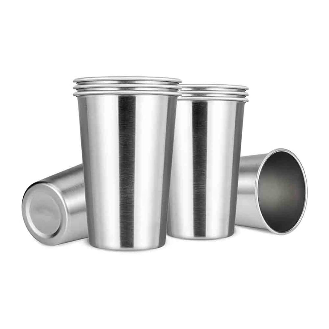 PRATYAHARA Premium Stainless Steel Cups 16 Oz Pint Cup (8 Pack) - Stackable Cup