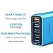 Lumsing Quick Charge 2.0 40W Multi-Port USB Desktop Charging Station Dock with Smart IC Technology, 1 Port QC2.0 + 4 Port with Smart IC Technology, 5 Port USB Desktop Charger for SmartPhones Blue