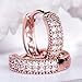 GULICX Party Jewelry Cubic Zirconia Round Huggie Hoop Earrings 20MM Rose Gold Plated Brass