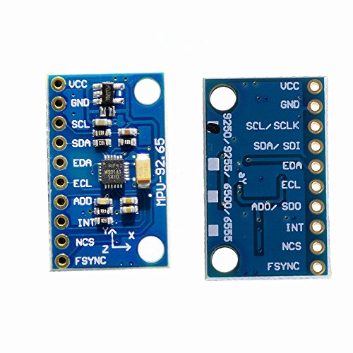 Anmbest 2PCS GY-9250 MPU9250 9-Axis 9 DOF Accelerometer, Gyroscope and Magnetometer Sensor Module 16 Bit AD Converter Data Output IIC I2C SPI