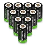 CR123a Rechargeable Batteries - Enegitech 3.2V 450mAh LiFePO4 Lithium RCR123A Battery for Gamepad, Flashlight, Toys, Camera - 10 Pack