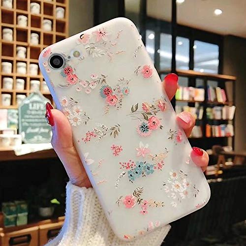 Enflamo 3D Soft TPU Flower Pattern Printed Back Cover for iPhone 7 / iPhone 8 (White)