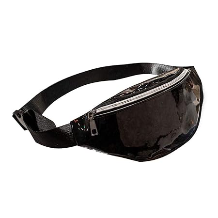 Sunsoar Fashion Women Sequins Waist Packs PU Leather Shoulder Chest Bags (Black)