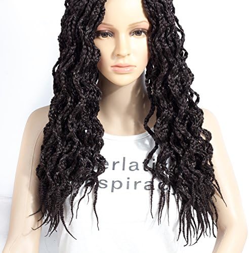 Ceedee 6 Packs Curly Box Braids Crochet Hair Extensions Crochet Braids Synthetic Fiber Box Braids Hair Wavy Braiding Hair Crochet Hair 20 Inch 24 Strands (20 Inch, 4#)