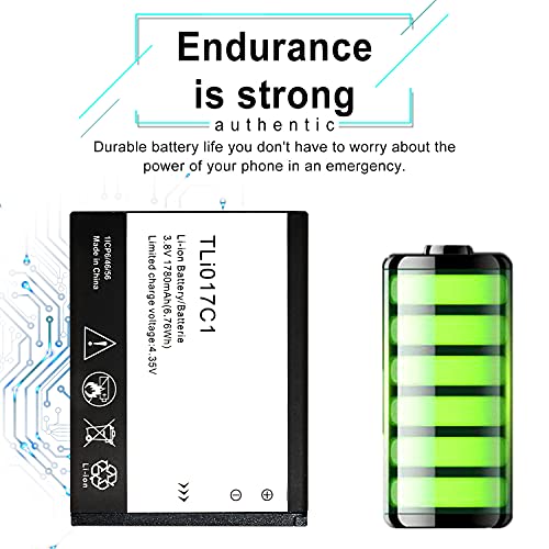 TLi017C1 Replacement Battery for Alcatel GreatCall Jitterbug Flip Phone, Ideal 4060A (AT&T), Streak 4060O (Cricket)