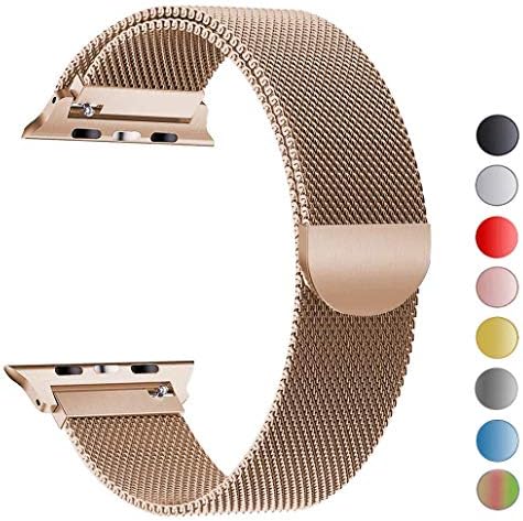MouKou Straps for Apple Watch Series 4/3/2/1 38mm 40mm 42mm 44mm Milanese Mesh Loop with Magnetic Clasp Stainless Steel Replacement Strap