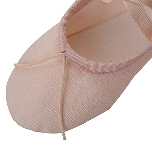 AKISS Girls' Basic Ballet Slippers Pink Cotton Canvas Dance Shoes Gymnastics & Yoga Flats for Toddlers/Little Kids (Toddler 10M, Ballet Pink)