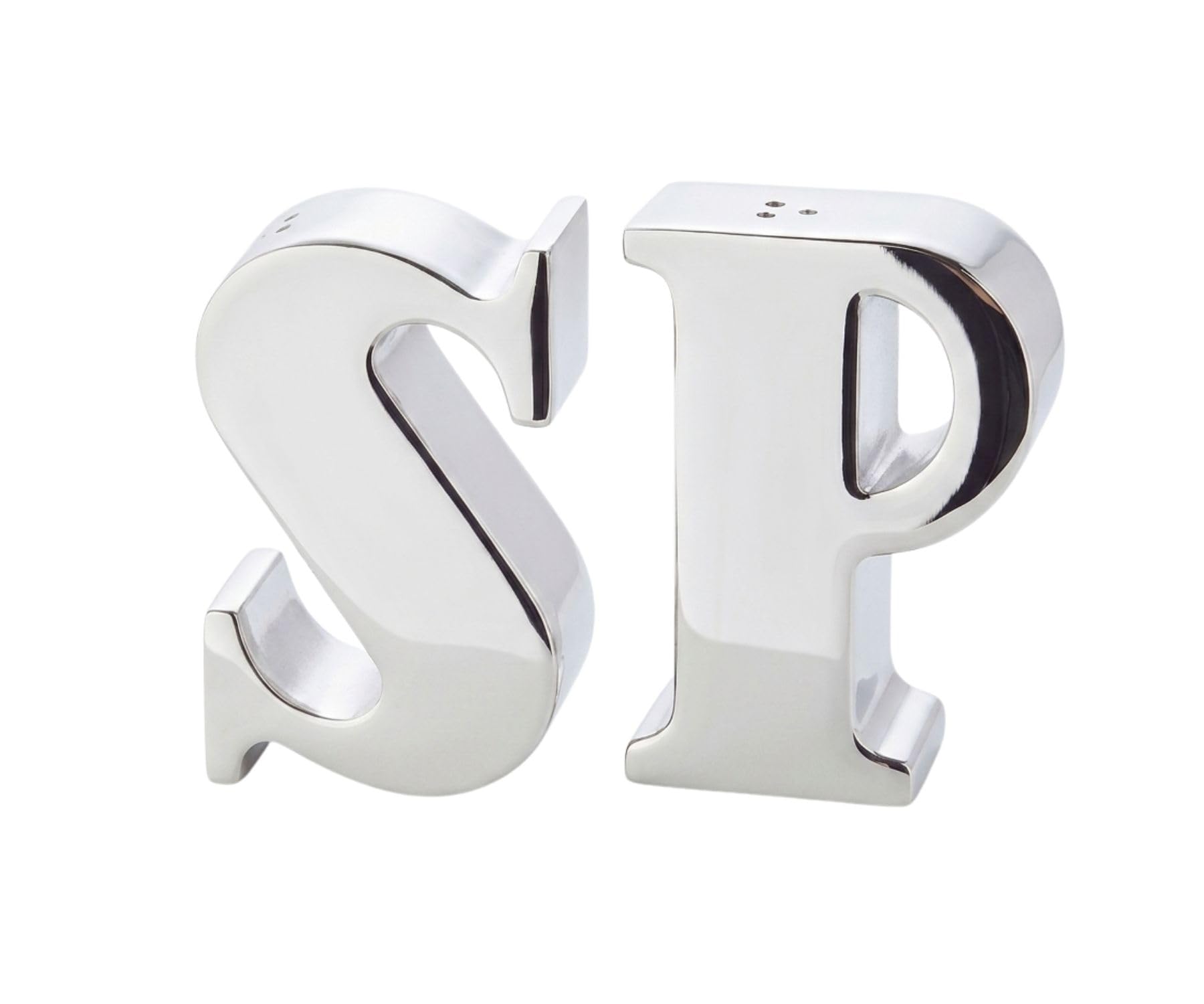 EDZARD Salt & Pepper shakers Favre, Letters P & S, Silver Plated, Height 3 in