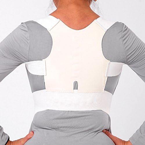Active Authority Magnetic Back Support Belt Corrector Shoulder Posture Brace Belt for Men or Women - Extra Large, 34.25"-34.64" (White)